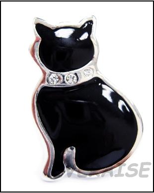 BLACK FATTY CATTY BROOCH PIN